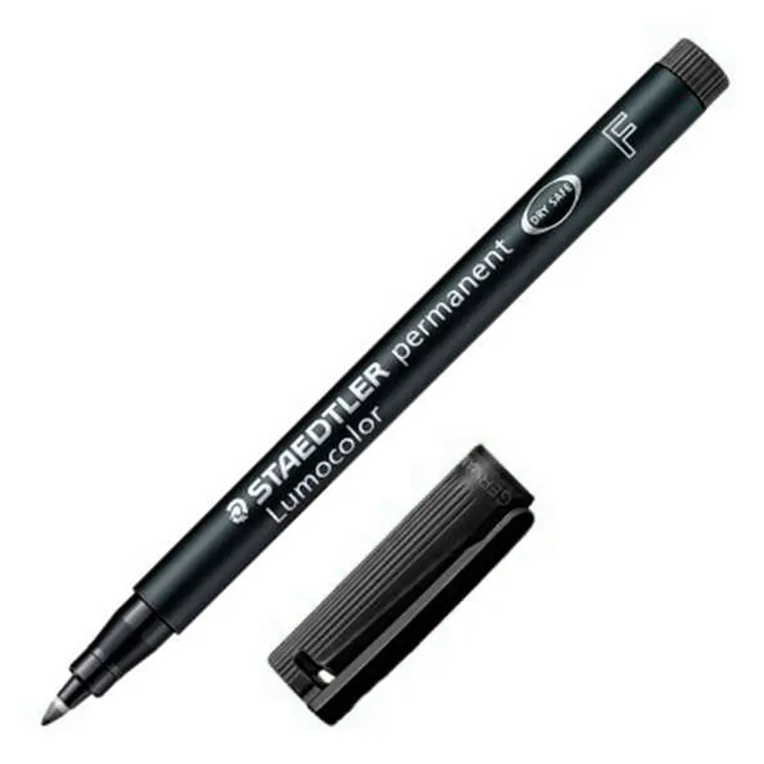 Staedtler Lumocolor 318 Rotulador Permanente - Punta Fina Redonda - Trazo 0.6mm - Capuchon con Clip - Secado Rapido - Color Negro 1