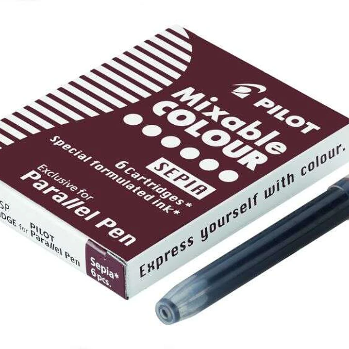 Pilot Pack de 6 Recargas para Pluma Estilografica Parallel - Capacidad 1ml - Color Sepia 1