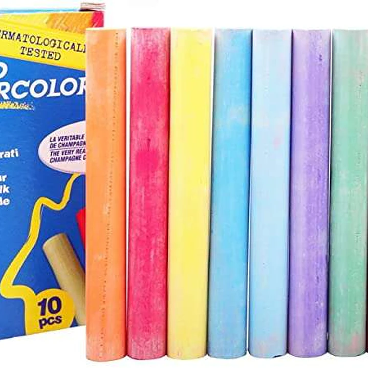 Giotto Robercolor Pack de 10 Tizas Redondas de Colores - Testadas Dermatologicamente - Compactas y Duraderas - Colores Surtidos 1