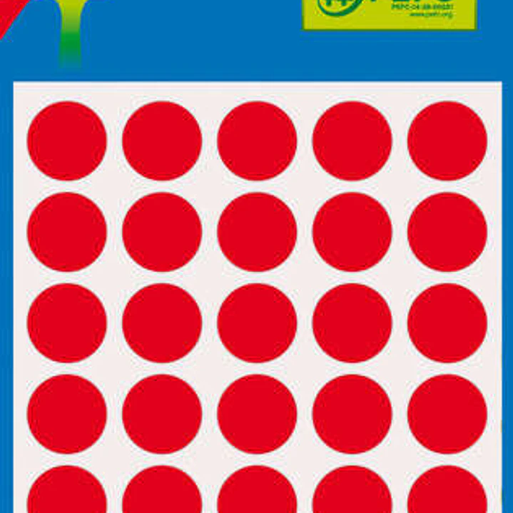 Apli Minibolsa de 175 Etiquetas Redondas Ø 13mm - 5 Hojas por 35 Etiquetas - Adhesivo Permanente - Color Rojo 1
