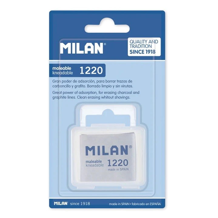 Milan 1220 Goma Maleable para Bellas Artes - Estuche de Plastico - Caucho Sintetico - Color Gris 1