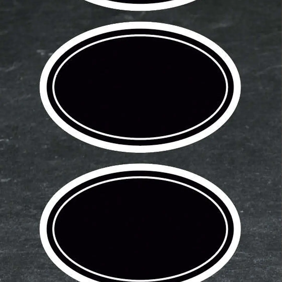 Apli Etiquetas Pizarra Ovaladas 65x41mm - Adhesivo Removible - 2 Hojas (10 Etiquetas) - Escritura con Tiza Liquida o Convencional - Borrado Facil - Id 1