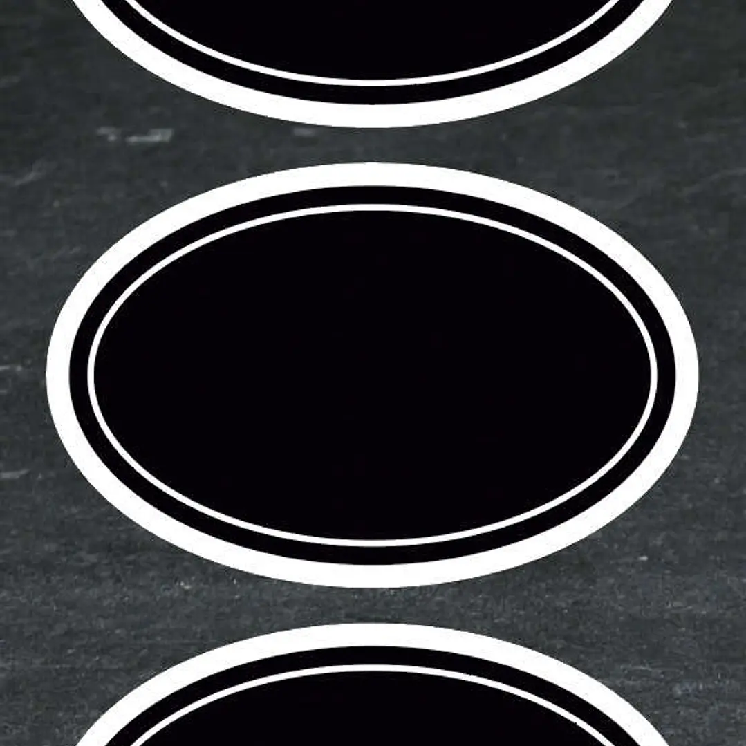 Apli Etiquetas Pizarra Ovaladas 80x50mm - Adhesivo Removible - 2 Hojas (8 Etiquetas) - Tiza Liquida o Convencional - Borrado Facil - Rotuladores Perma 1