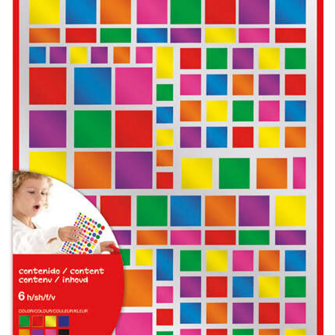 Apli Pack de 732 Gomets Cuadrados - Adhesivo Removible - Acabado Metalizado - Ideales para Escuelas Infantiles - Desarrollo de Habilidades y Creativid 1