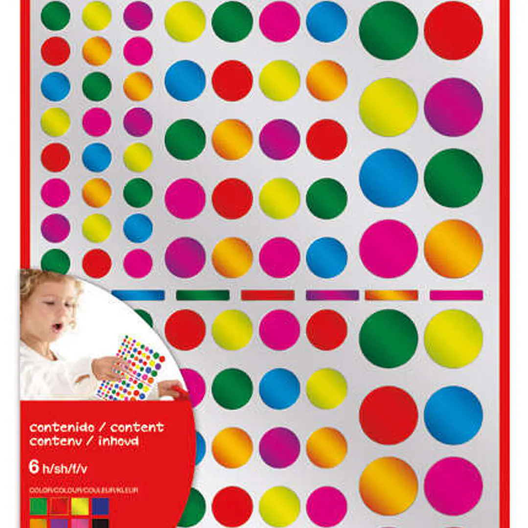 Apli Pack de 624 Gomets Redondos - Adhesivo Removible - Acabado Metalizado - Ideales para Escuelas Infantiles - Desarrollo de Habilidades y Creativida 1