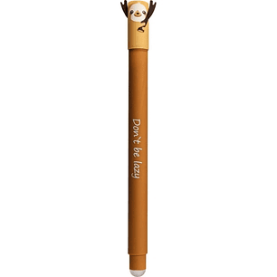 Eberhard Faber Animal Erase It! Boligrafo Borrable Tinta Gel Azul - Trazo 0.7mm - Tacto Soft - Diseño Perezoso