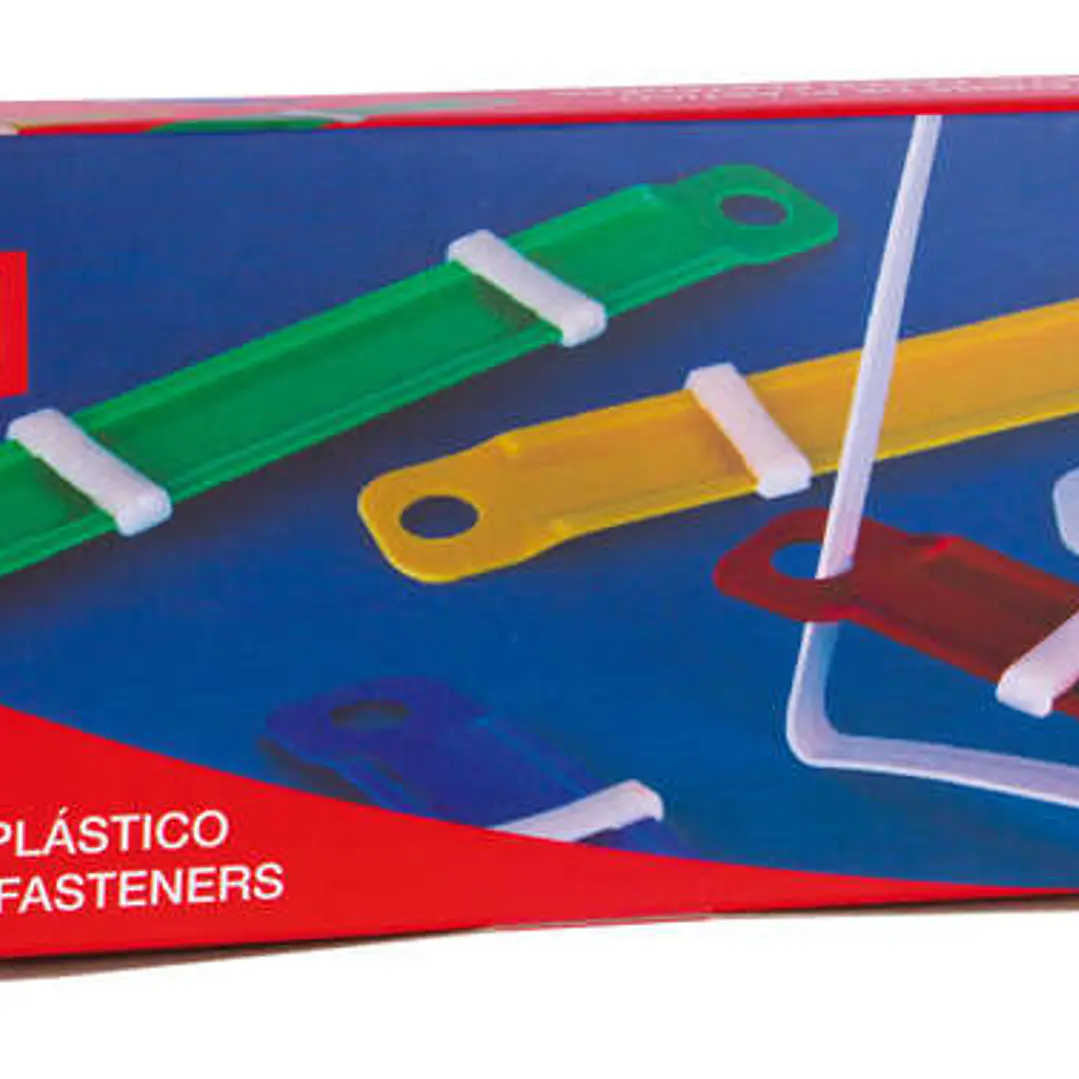 Apli Pack de 50 Fasteners de Plastico con Lengüeta - Tamaño 90x12mm - Cierre Compresor - Ideal para Organizar Papel - Colores Surtidos 1