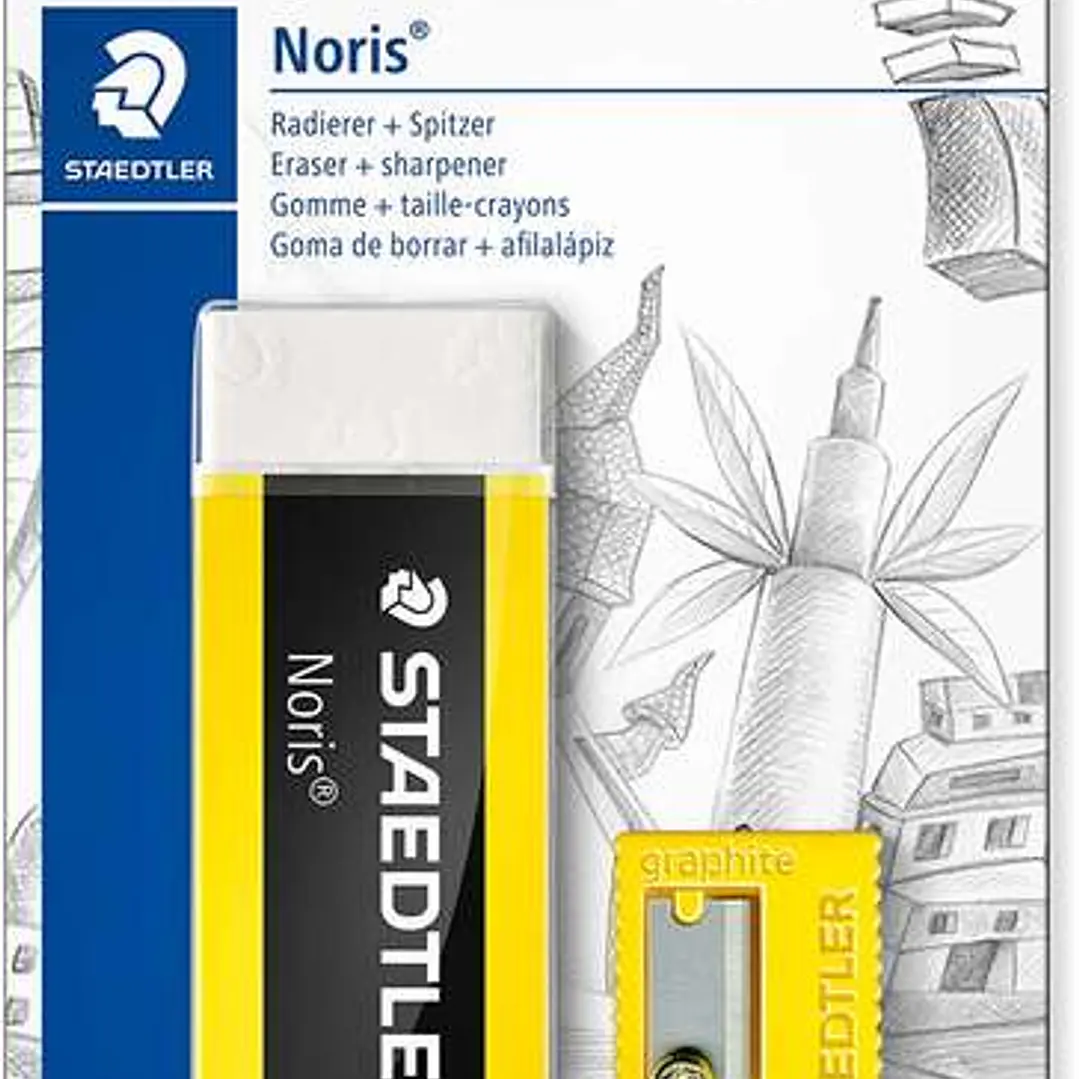 Staedtler Noris 526 Pack de 1 Goma de Borrar de Plastico + 1 Sacapuntas de Plastico 1