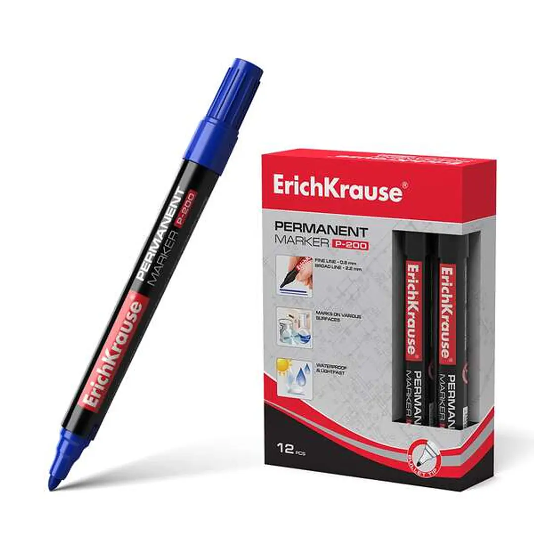 Erichkrause Marcador Permanente P-200 - Punta en Forma de Bala - Resistente al Agua y a los Rayos UV - Color Azul 1