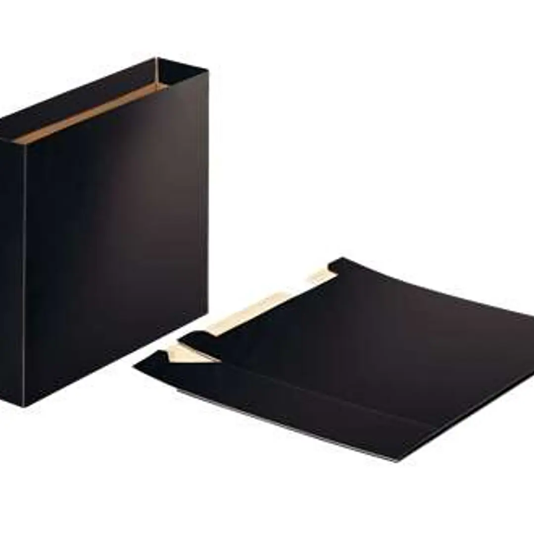 Esselte Cajetin de Carton para Archivadores - Tamaño A4 - Lomo 75mm - Capacidad 500 Hojas - Color Negro 1