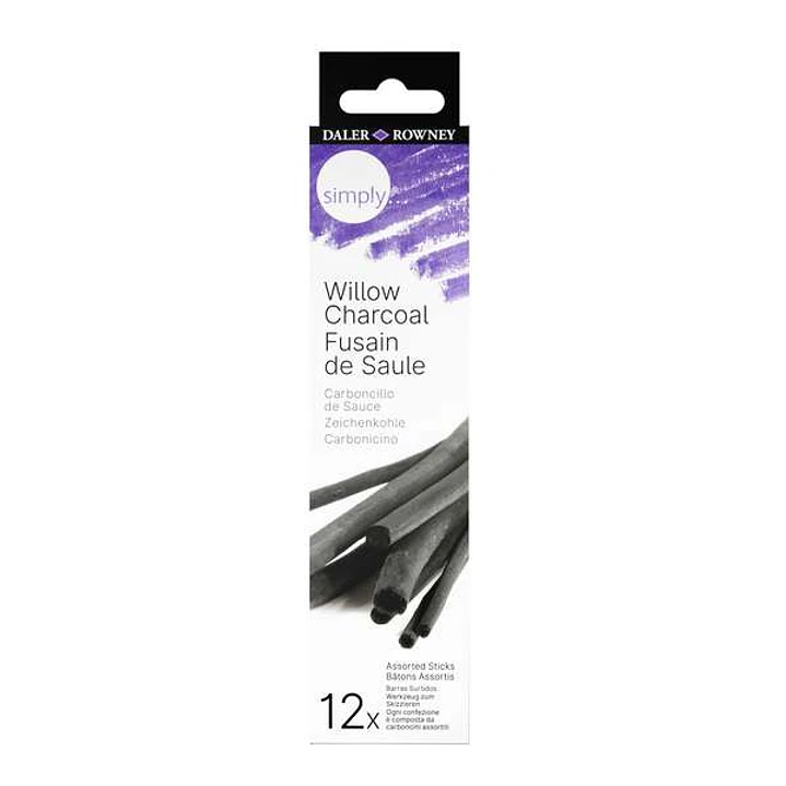Daler Rowney Simply Charcoal Pack de 12 Carboncillos de Sauce - Marca Suave e Intensa - Ideal para Artistas y Aficionados 1