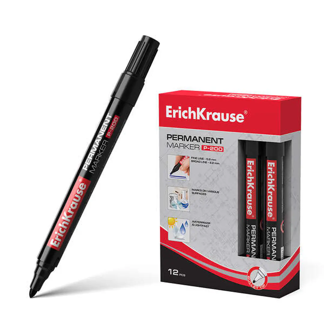 Erichkrause P-200 Marcador Permanente - Punta en Forma de Bala - Resistente al Agua y a los Rayos UV - Color Negro 1