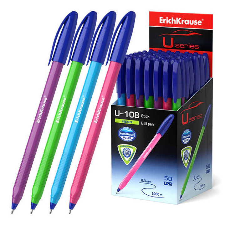 Erichkrause Boligrafo U-108 Neon Stick 1.0 - Ultra Glide Technology - Color Azul 1