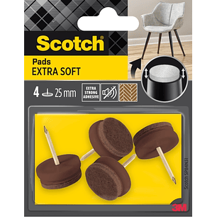 Scotch Pack de 4 Almohadillas de Fieltro con Clavo - Extrasuaves - Diametro de 25mm - Color Marron
