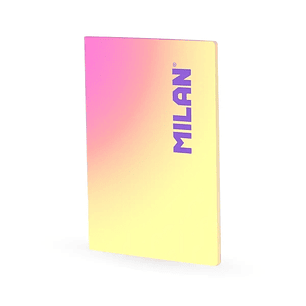 Milan Sunset Libreta Encolada Formato A4 Cuadricula 5x5mm - 48 Hojas de 95 gr/m2 Microperforadas - Color Amarillo/Rosa