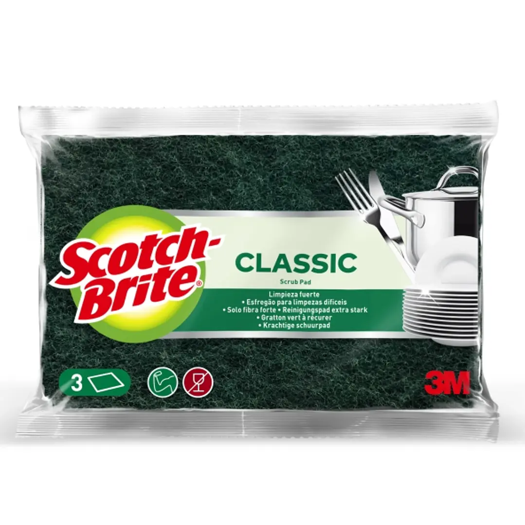 Scotch-Brite Classic Pack de 3 Estropajos de Cocina - Color Verde Oscuro 1