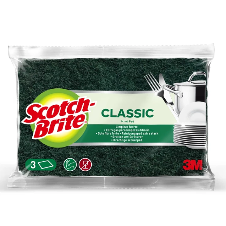 Scotch-Brite Classic Pack de 3 Estropajos de Cocina - Color Verde Oscuro 1