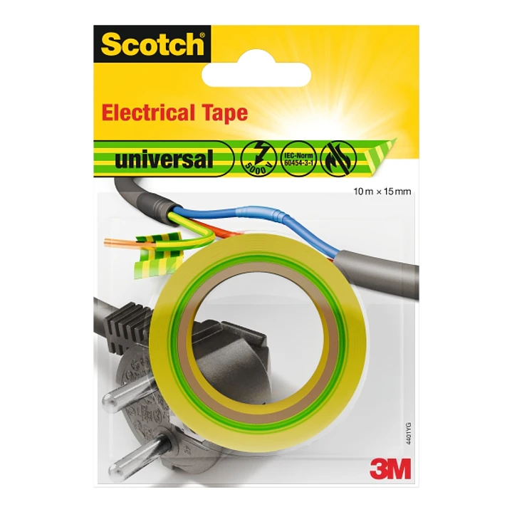 Scotch Cinta Aislante - 15mm x 10m - Color Verde/Amarillo 1