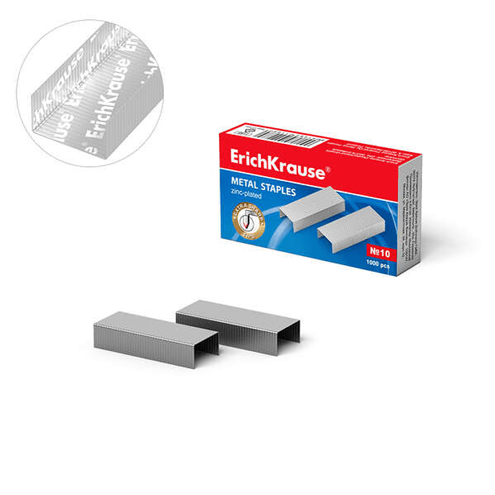 Erichkrause Caja de 1000 Grapas Galvanizadas Nº 10 - Grapan hasta 20 Hojas - Alta Calidad y Resistencia Mejorada - Resistente a la Corrosion - Color P 1