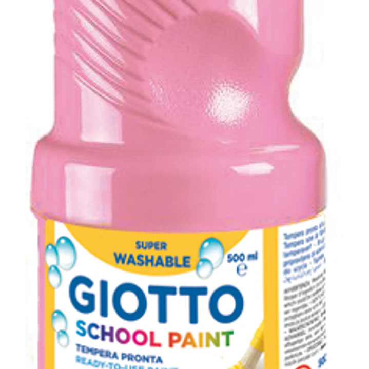 Giotto School Paint Tempera - 500ml - Lista para el Uso - Super Lavable - Botella Bio Pet - Color Rosa Claro 1