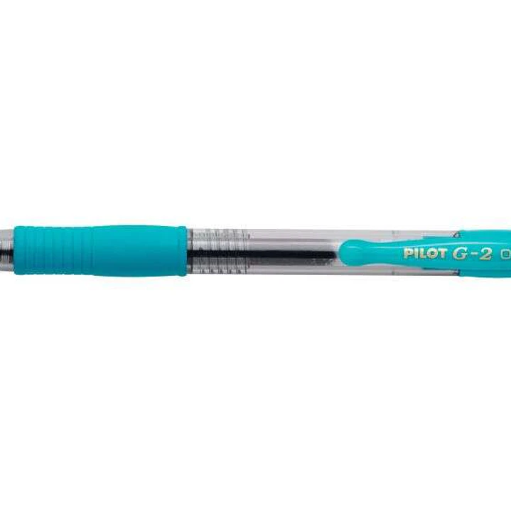 Pilot Boligrafo de Gel G2 Rollerball Retractil - Recargable - Punta de Bola Redonda 0.7mm - Trazo 0.32mm - Grip Ergonomico - Color Turquesa 1