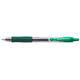 Pilot Boligrafo de Gel G2 Rollerball Retractil - Recargable - Punta de Bola Redonda 0.7mm - Trazo 0.32mm - Grip Ergonomico - Color Verde