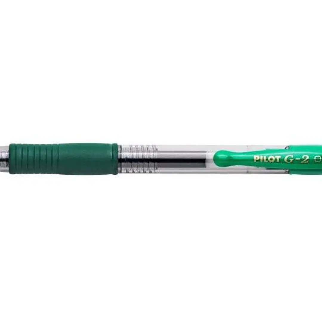 Pilot Boligrafo de Gel G2 Rollerball Retractil - Recargable - Punta de Bola Redonda 0.7mm - Trazo 0.32mm - Grip Ergonomico - Color Verde 1
