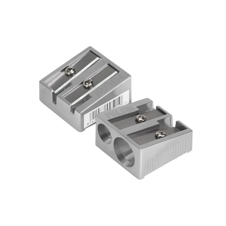 Milan Sacapuntas de 2 Orificios - Cuchilla de Acero al Carbono - Fabricado en Aluminio 1