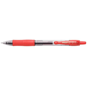 Pilot Boligrafo de Gel G2 Rollerball Retractil - Recargable - Punta de Bola Redonda 0.7mm - Trazo 0.32mm - Grip Ergonomico - Color Rojo