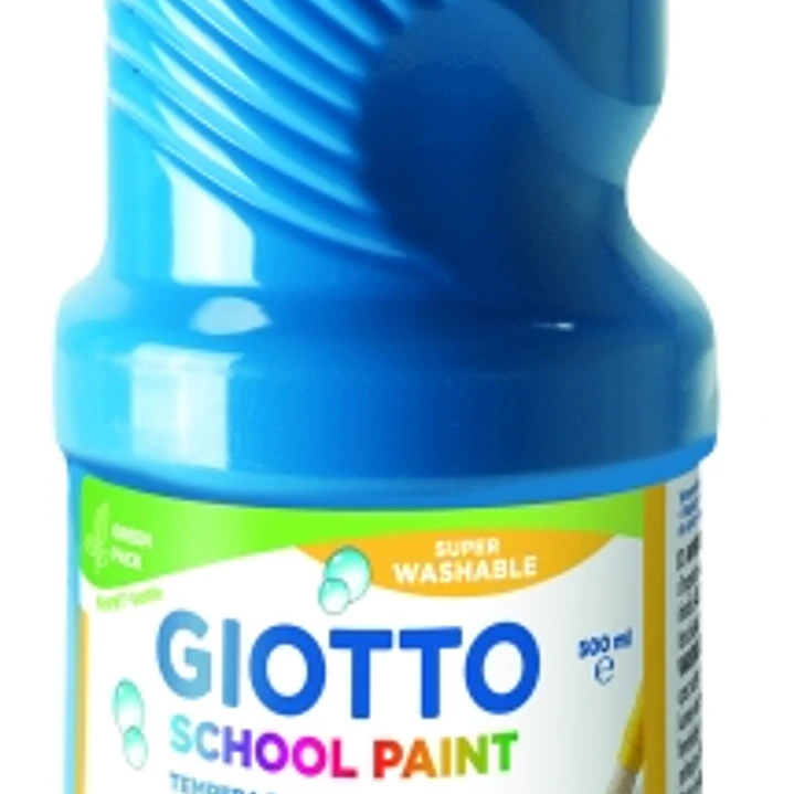Giotto School Paint Tempera - 500ml - Lista para el Uso - Super Lavable - Botella Bio Pet - Color Cyan 1