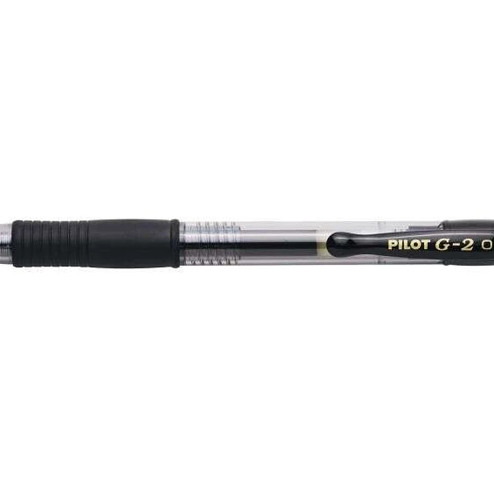 Pilot Boligrafo de Gel G2 Rollerball Retractil - Recargable - Punta de Bola Redonda 0.7mm - Trazo 0.32mm - Grip Ergonomico - Color Negro 1