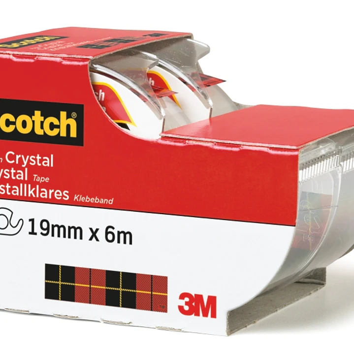 Scotch Crystal Pack de 2 Cintas Adhesivas Invisible - Supertransparente - 19mm x 6m - Color Blanco 1