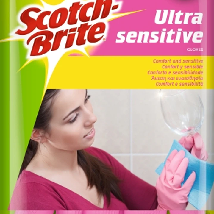 Scotch-Brite Ultra-Sensitive Guantes Multiuso - Talla Mediana - Perfumados - Color Rosa 1