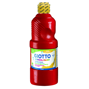 Giotto School Paint Tempera - 500ml - Lista para el Uso - Super Lavable - Botella Bio Pet - Color Rojo Bermellon