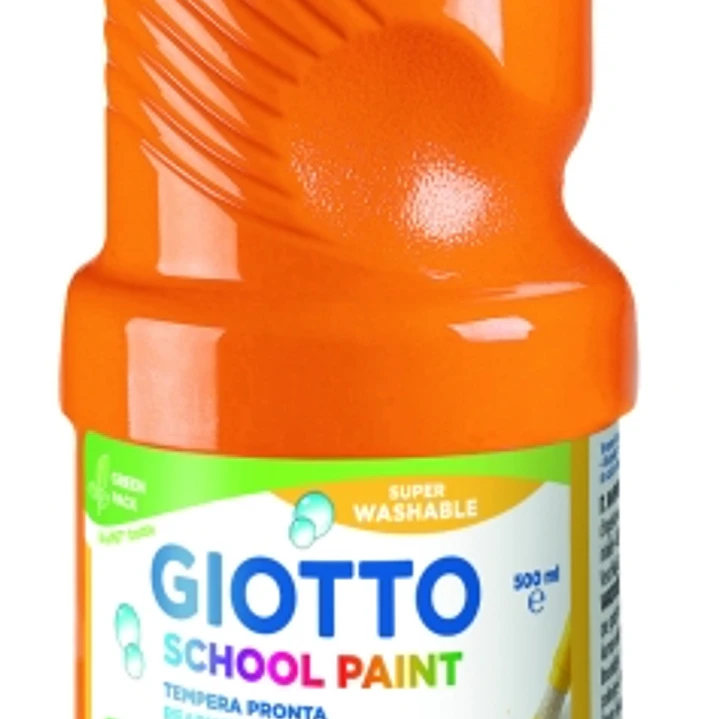 Giotto School Paint Tempera - 500ml - Lista para el Uso - Super Lavable - Botella Bio Pet - Color Naranja 1