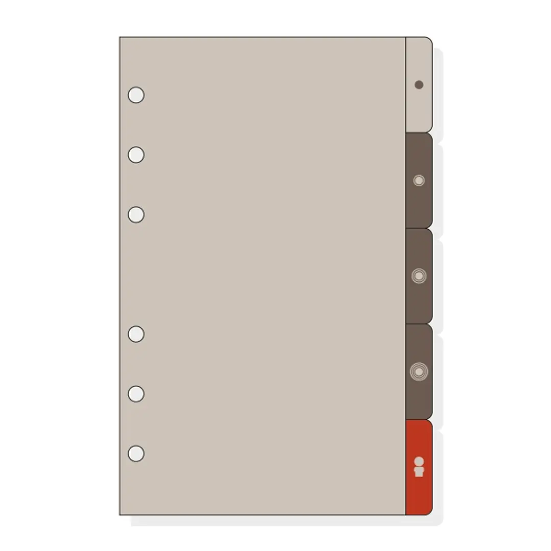 Finocam R563 Separadores Laterales para Agendas Open - 5 Solapas - Formato 500 - 129x2x181mm - PVC - Color Marron 1