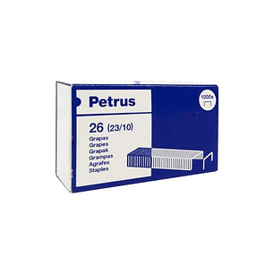 Petrus Caja de 1000 Grapas 23/10 Cobreadas - Hasta 70 Hojas - Patilla de 10mm