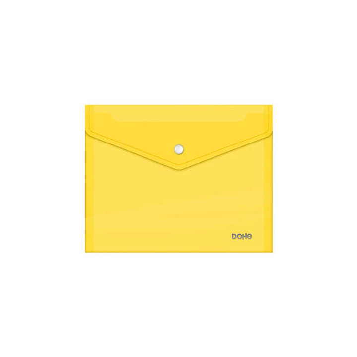 Dohe Sobre Portadocumentos A5 - Cierre de Broche - Polipropileno Cristal Transparente 150 Micras - Color Amarillo 1