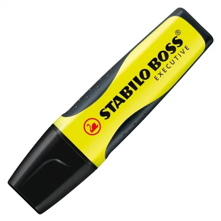 Stabilo Boss Executive Marcador Fluorescente - Zona de Agarre - Trazo entre 2 y 5mm - Recargable - Tinta con Base de Agua - Color Amarillo 1