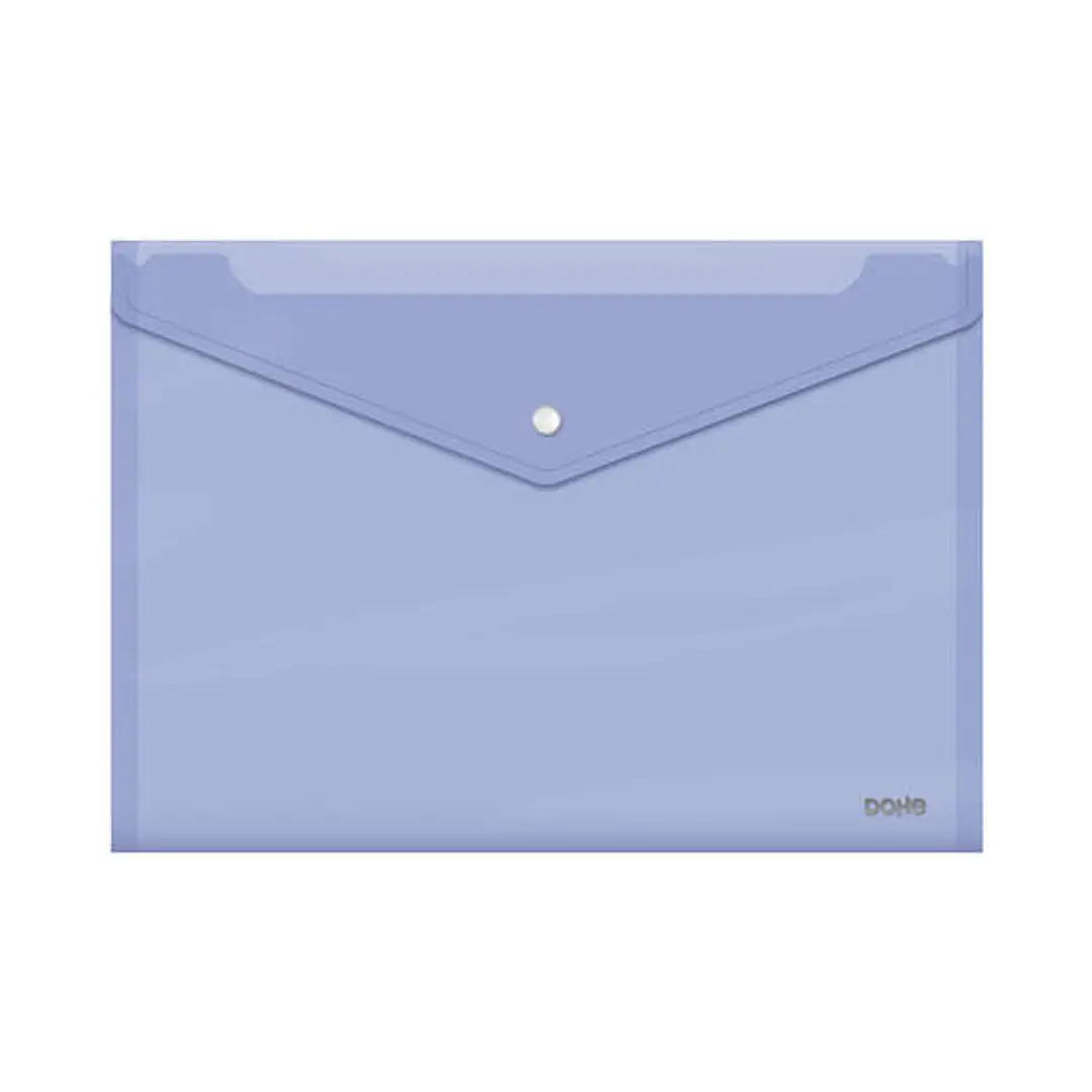 Dohe Sobre Portadocumentos Folio+ - Cierre de Broche - Polipropileno Cristal Transparente 150 Micras - Color Morado 1