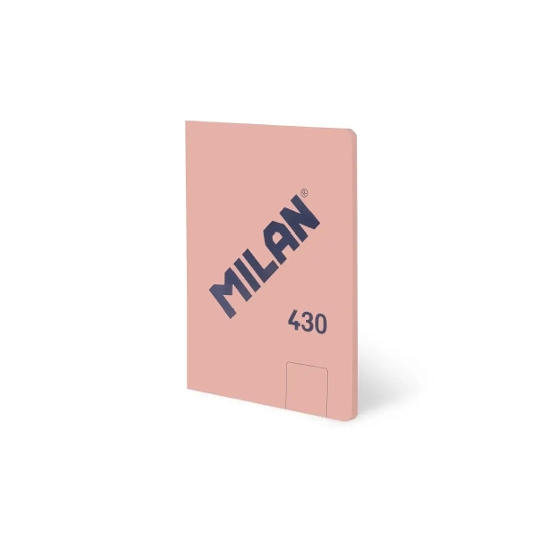 Milan 430 Libreta Encolada Formato A5 Hojas Blancas - 48 Hojas de 95 gr/m2 - Microperforado - Tapa Blanda - Color Rosa 1