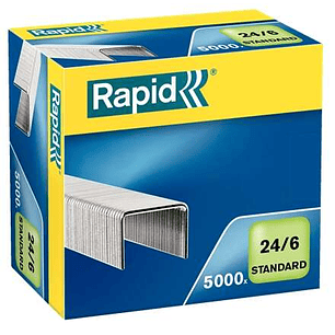 Rapid Confort Caja de 5000 Grapas 24/6 - Hasta 20 Hojas - Alambre Flexible - Patilla de 6mm