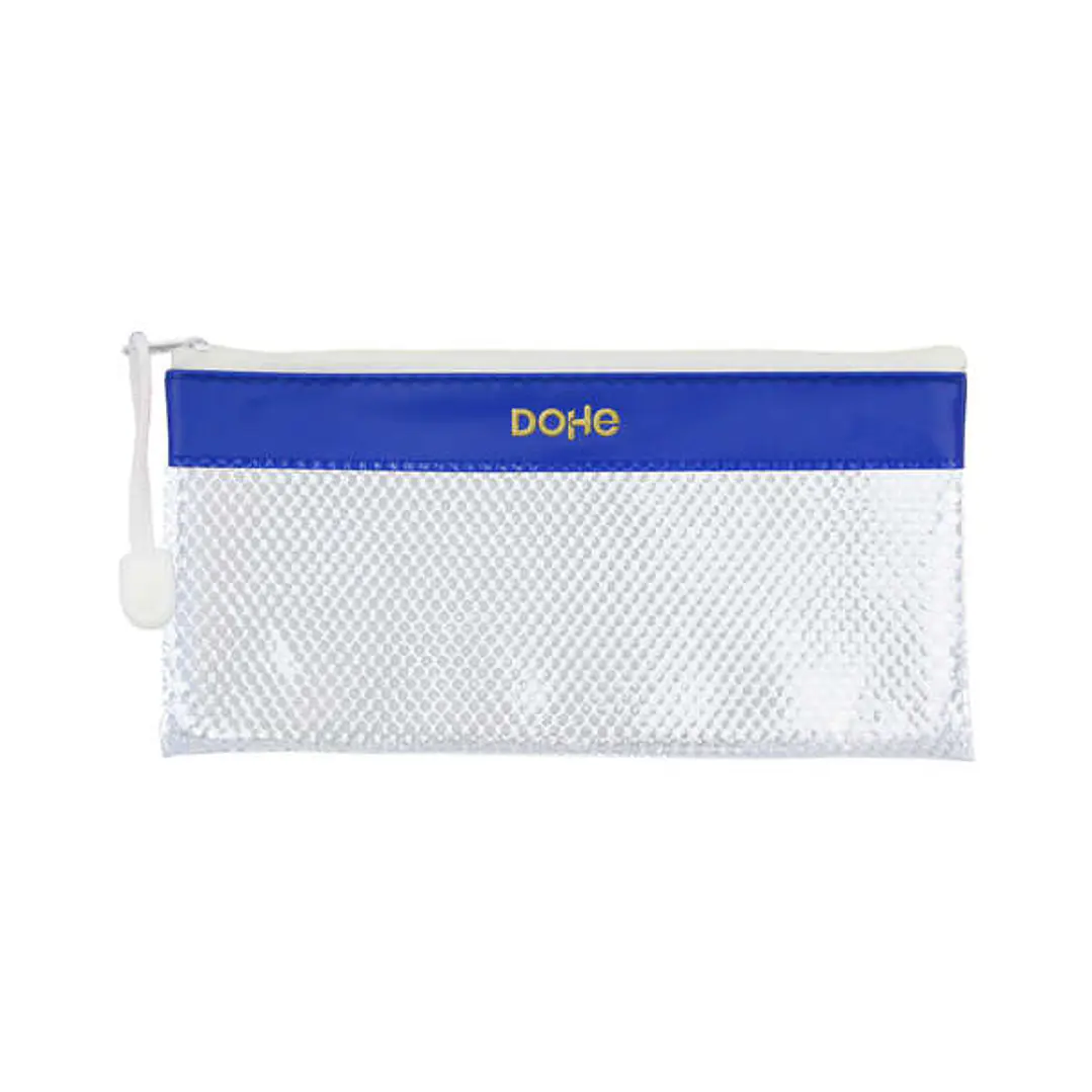 Dohe Bolsa Apaisada Tamaño 22x11cm - Fabricada en PVC - Resistente al Agua - Ideal para Viajes - Cierre de Cremallera - Banda Color Azul 1