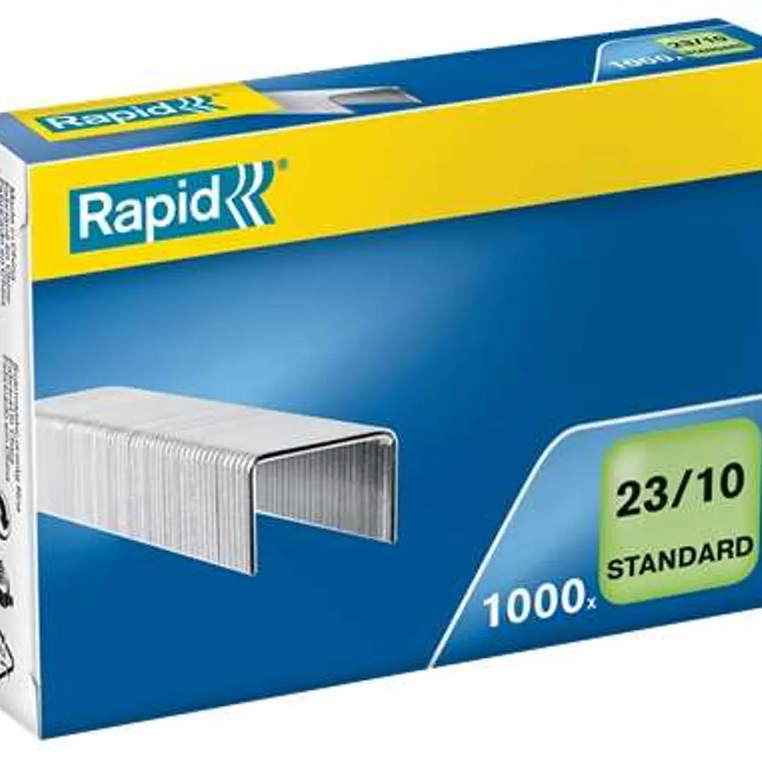 Rapid Caja de 1000 Grapas 23/10 - De 40 a 70 Hojas - Alambre Galvanizado - Patilla de 10mm 1