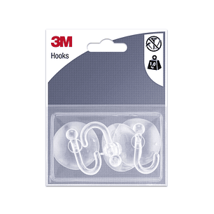 3M Pack de 3 Ganchos de Ventosa - Soporta hasta 1kg - Color Transparente