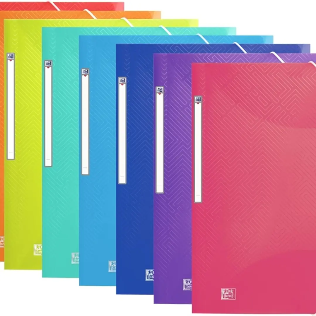 Oxford Urban A4+ Carpeta de Gomas con 3 Solapas A4+ - Plastico Translucido - Lomo15mm Ampliable hasta 25mm - Colores Surtidos 1