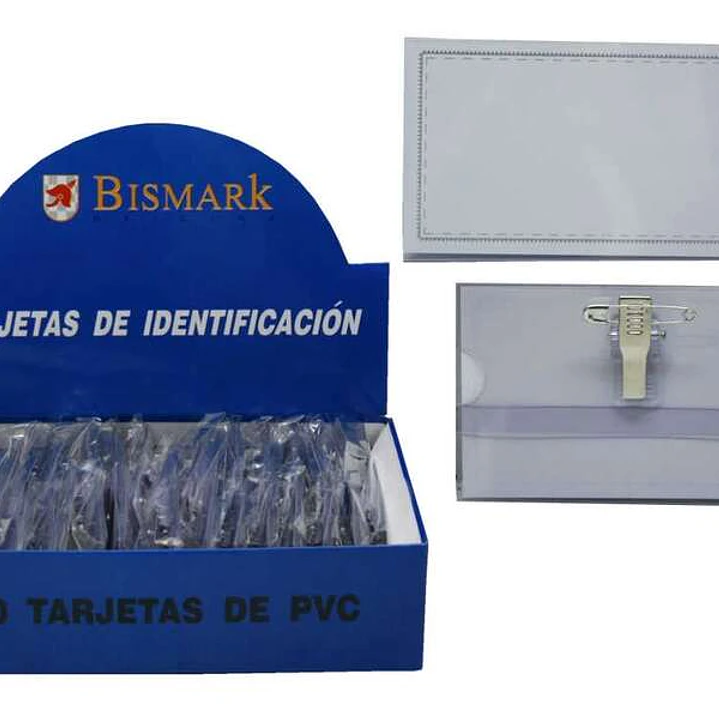 Bismark Portanombres con Pinza y Alfiler - Medidas 9,5x5,7cm - Uñero para Facil Intercambio de las Etiquetas - Transparente 1