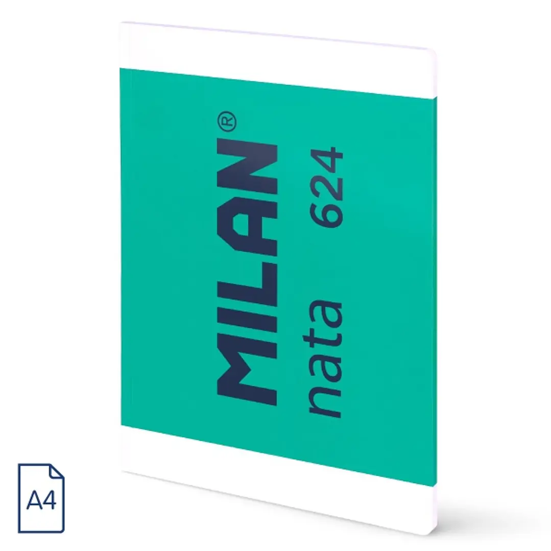 Milan Nata 624 Libreta Encolada Formato A4 Pautado 7mm - 48 Hojas de 95 gr/m2 - Microperforado - Color Verde 1