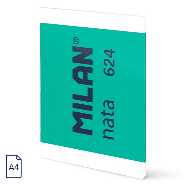 Milan Nata 624 Libreta Encolada Formato A4 Pautado 7mm - 48 Hojas de 95 gr/m2 - Microperforado - Color Verde 1