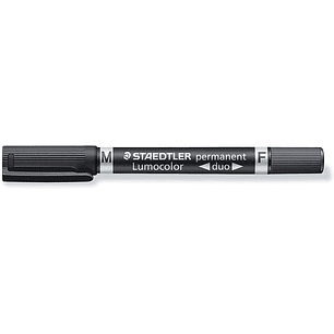 Staedtler Lumocolor 348 Rotulador Permanente de Doble Punta M y F - Secado Rapido - Color Negro